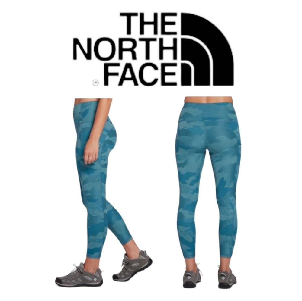 The North Face Luxe Motivation Blue Camouflage Thigh Pocket ⅞ Legging Sz XS NWT